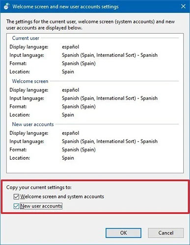 Chọn tùy chọn Welcome screen and system accounts và New user accounts