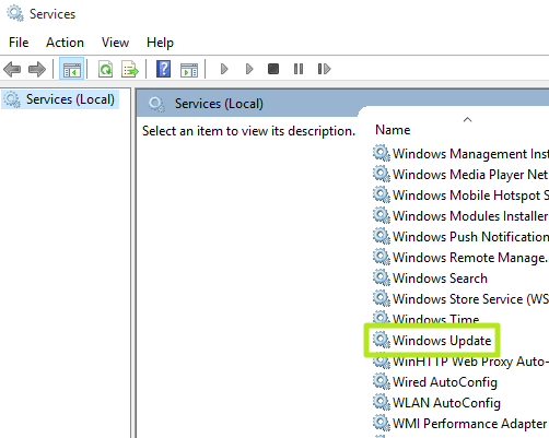 chọn Windows Update